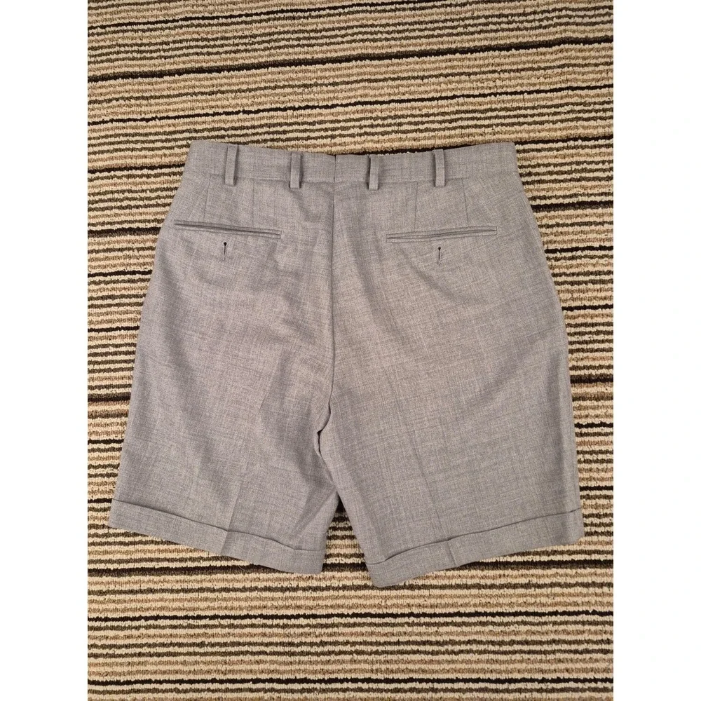Suitsupply Bennington Grey Pleated Cuffed Dress Shorts Extended Tab Waist Sz 32